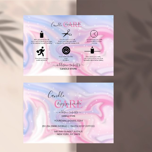 Tarjeta de visita cuadrada de cuidado de velas est (Subido por el creador)
