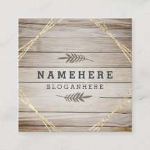 Tarjeta de visita cuadrada de madera oscura