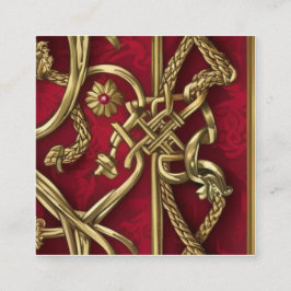 Tarjeta De Visita Cuadrada décor médiéval rouge et or