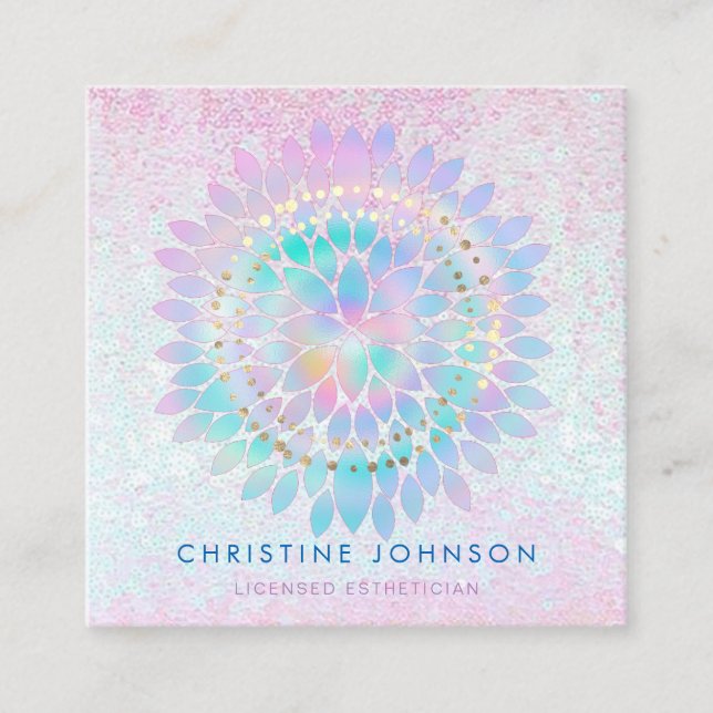Tarjeta De Visita Cuadrada decoración dahlia salón estético spa (Anverso)