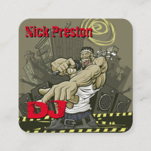 Tarjeta De Visita Cuadrada DeeJay   DJ Mix Funky Beats