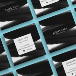 Tarjeta De Visita Cuadrada Deep Black Inky Paint Stripe Bold Brussel