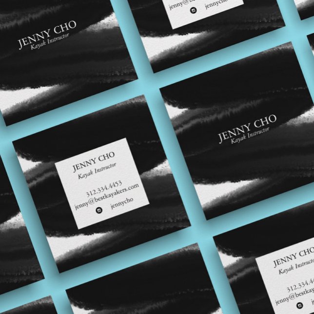 Tarjeta De Visita Cuadrada Deep Black Inky Paint Stripe Bold Brussel (Subido por el creador)