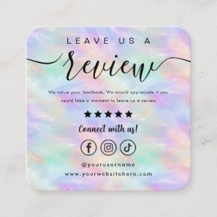 Tarjeta De Visita Cuadrada Déjanos Un Logo De Review Irilish Opal Stylish