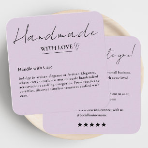 Tarjeta De Visita Cuadrada Déjanos Una Reseña Hecha A Mano Con Amor Púrpura