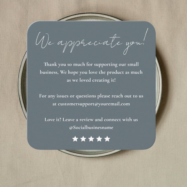 Tarjeta De Visita Cuadrada Dejarnos Una Revisión | Comentarios del cliente |  (Subido por el creador)