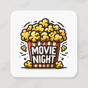 Tarjeta De Visita Cuadrada Delicia Noche de Cine Palomitas Divertidas