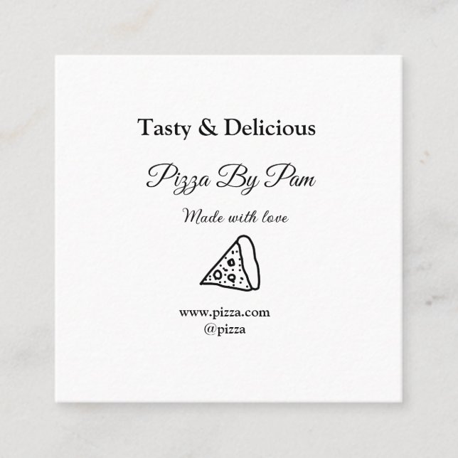 Tarjeta De Visita Cuadrada Delicioso restaurante pizzería café hecho con amor (Anverso)