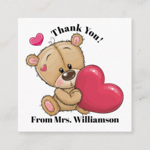 Tarjeta De Visita Cuadrada Demasiado lindo Oso de Teddy Gracias / etc - ¡Mira