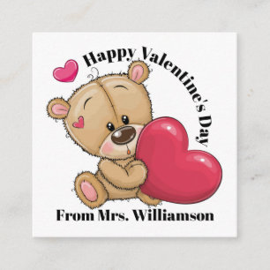 Tarjeta De Visita Cuadrada Demasiado lindo Teddy Bear Valentine - ¡Mirar Atrá