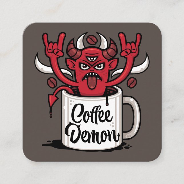 Tarjeta De Visita Cuadrada Demonio del Café (Anverso)