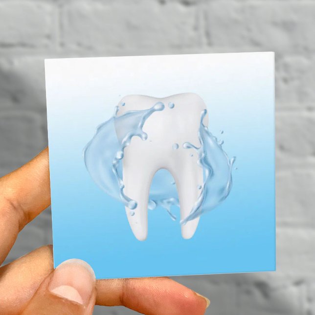 Tarjeta De Visita Cuadrada Dental Tooth Water Splash Profesional Dentist (Subido por el creador)
