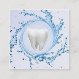 Tarjeta De Visita Cuadrada Dentista Dental Tooth Water Profesional