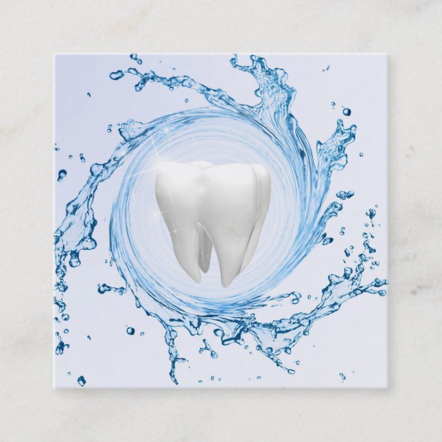 Tarjeta De Visita Cuadrada Dentista Dental Tooth Water Profesional (Anverso)