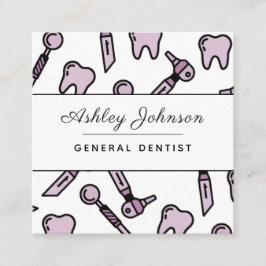 Tarjeta De Visita Cuadrada Dentista Dentista Cute Teeth Pattern Medios social