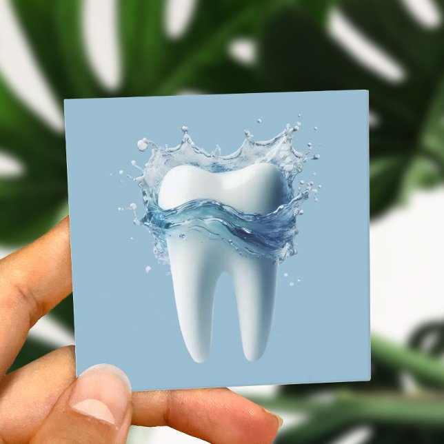 Tarjeta De Visita Cuadrada Dentista odontológico 3D y elegante de agua (Subido por el creador)