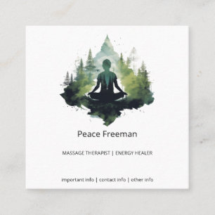 Tarjeta De Visita Cuadrada Dentro del Silencio   Meditación en el Bosque