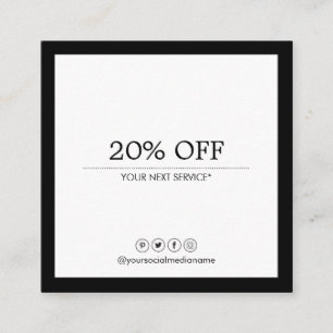 Tarjeta De Visita Cuadrada Descuento de lujo de los medios sociales modernos