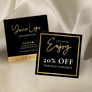 Tarjeta De Visita Cuadrada Descuento del logotipo comercial de Black & Gold G