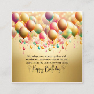 Tarjeta De Visita Cuadrada Deseos de cumpleaños brillantes