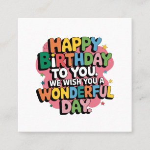 Tarjeta De Visita Cuadrada Deseos de cumpleaños coloridos