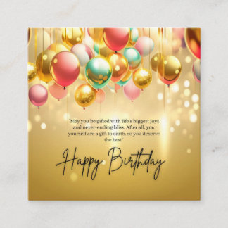 Tarjeta De Visita Cuadrada Deseos de cumpleaños dorado