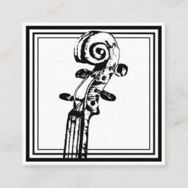 Tarjeta De Visita Cuadrada Desplazamiento de violín blanco y negro con líneas