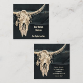 Tarjeta De Visita Cuadrada Desplome del toro de la campiña gris del oeste rus