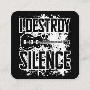 Tarjeta De Visita Cuadrada Destruyo Silence Bass Player Funny Guitar Music E