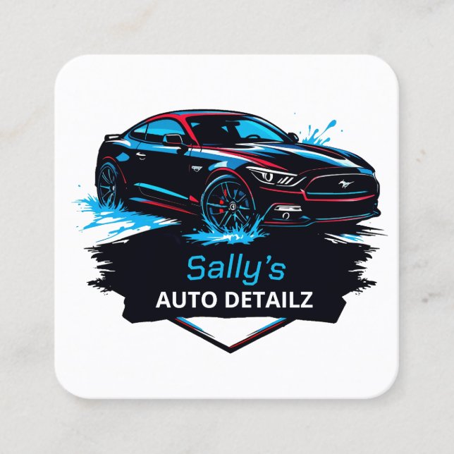 Tarjeta De Visita Cuadrada Detailer de coches (Anverso)
