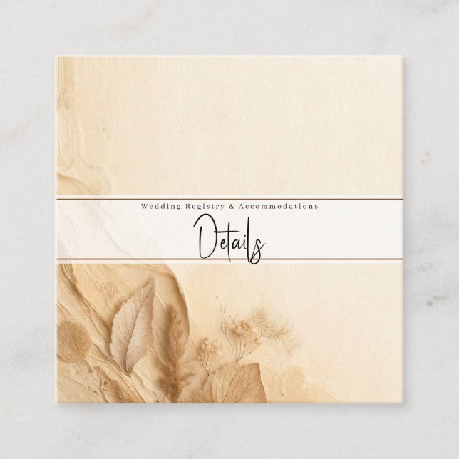 Tarjeta De Visita Cuadrada Detalles bohemios texturados de crema de marfil bo (Anverso)