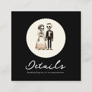 Tarjeta De Visita Cuadrada Detalles de boda de novia + novio esqueletos dulci