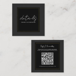 Tarjeta De Visita Cuadrada Detalles de Boda Modernos Minimalistas en Negro Gr