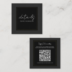 Tarjeta De Visita Cuadrada Detalles de Boda Modernos Minimalistas en Negro Gr