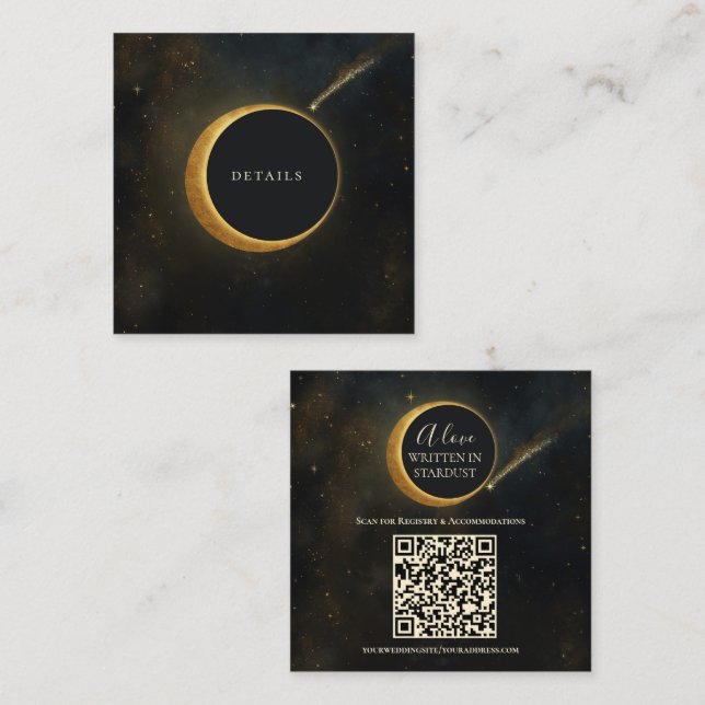Tarjeta De Visita Cuadrada Detalles del Boda Celestial de Eclipse de Stardust (Anverso / Reverso)