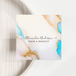 Tarjeta De Visita Cuadrada Detalles del oro de mármol de la marca holográfica