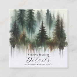 Tarjeta De Visita Cuadrada Detalles Rústicos de Bosque de Acuarela