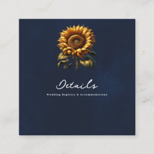 Tarjeta De Visita Cuadrada Detalles y registro del Boda de girasol ruso azul