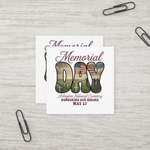 Tarjeta De Visita Cuadrada Día de los Caídos Cementerio Nacional de Arlington