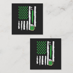 Tarjeta De Visita Cuadrada Día de San Patricio Bandera de América Santo