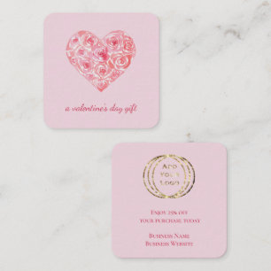 Tarjeta De Visita Cuadrada Día de San Valentín de Corazón de Acuarela Venta L