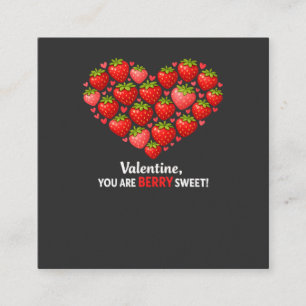 Tarjeta De Visita Cuadrada Día de San Valentín de Niños Fresa Fresa Dulce