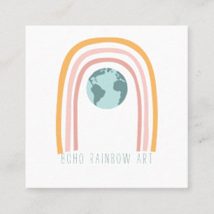 Tarjeta De Visita Cuadrada Día del Arte del Arcoiris Boho