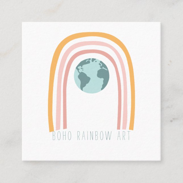 Tarjeta De Visita Cuadrada Día del Arte del Arcoiris Boho (Anverso)
