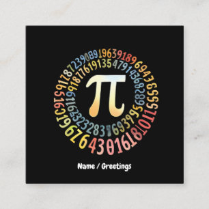 Tarjeta De Visita Cuadrada Día Divertido de Pi Números en Espiral Matemáticos