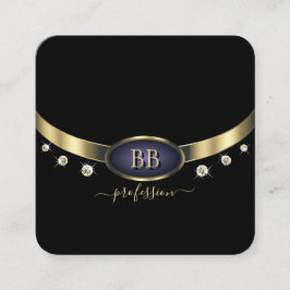 Tarjeta De Visita Cuadrada Diamantes de imitación de las Iniciales Negras Ojo