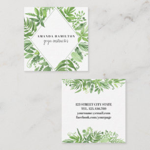 Tarjeta De Visita Cuadrada Diamantes modernos Colores de agua pradera vegetac