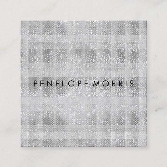 Tarjeta De Visita Cuadrada Diamond Sparkle Purpurina Beaulist Stylist (Anverso)