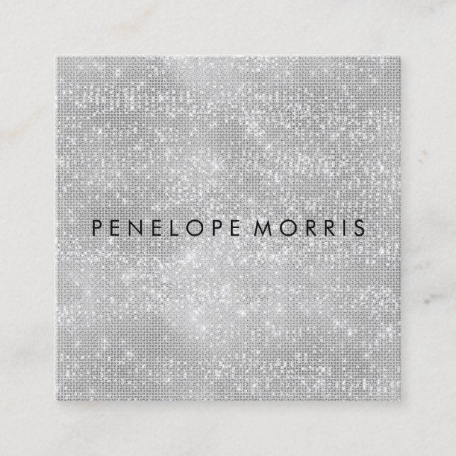 Tarjeta De Visita Cuadrada Diamond Sparkle Purpurina Beaulist Stylist (Anverso)