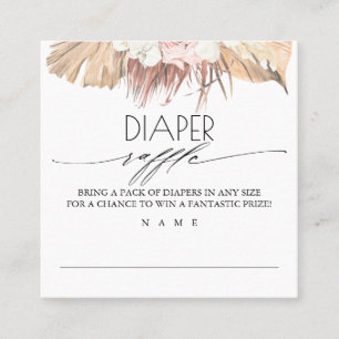 Tarjeta De Visita Cuadrada Diaper Raffle Dried Palms Baby Shower